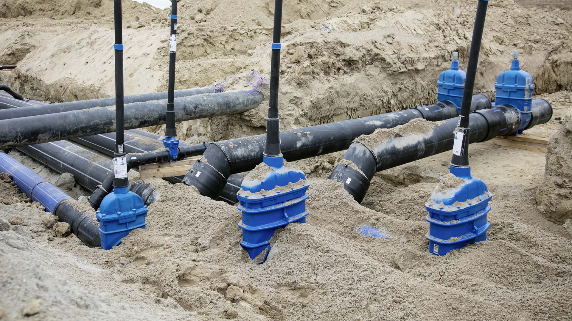 Accessoires schuifafsluiters geïnstalleerd